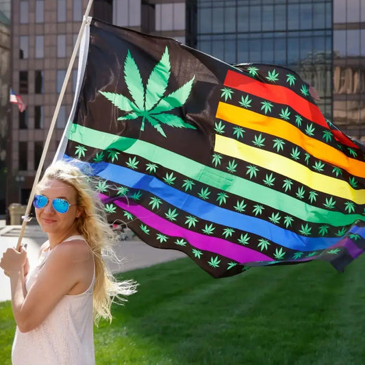 Rainbow Weed USA Stars Banner 90x150 Cm Gay Pride Lesbian LGBT Flag for Decoration