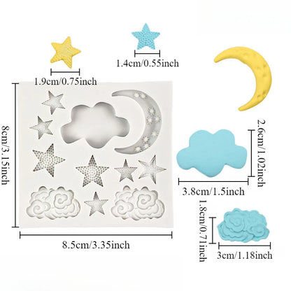 1PC Moon Stars Clouds Cake Decoration Mould DIY Chocolate Silicone Mould Candy Pastry Icing Utensils Kitchen Baking Molds