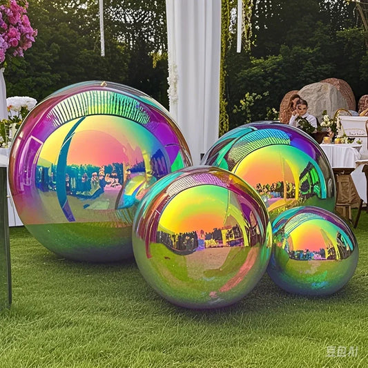 Iridescent Inflatable Mirror Ball Big Shiny Balls Airtight Giant Mirror Balloon Large PVC Sealed Sphere For Wedding Decoration