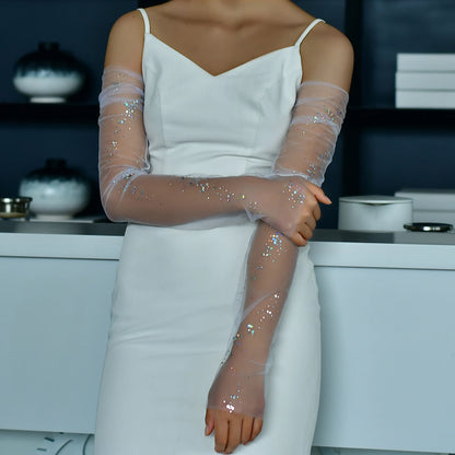 Women's Removable Bridal Accessories: Soft Tulle Bolero, Arm Sleeves, and Gloves for Wedding Dresses