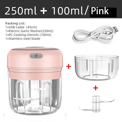 Mini Wireless Electric Garlic Crusher 100ml/250ml Portable Chopper USB Charging