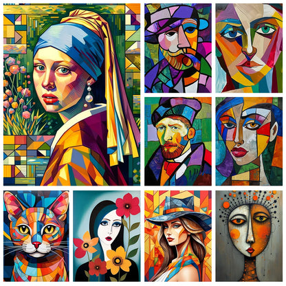 Abstract Pearl Girl Diamond Art – DIY Diamond Painting Mosaic, Handmade Embroidery Wall Décor