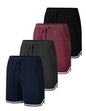 4-piece men's sports basketball shorts made of moisture wicking fabric with drawstring waist and pockets loose summer sportswear