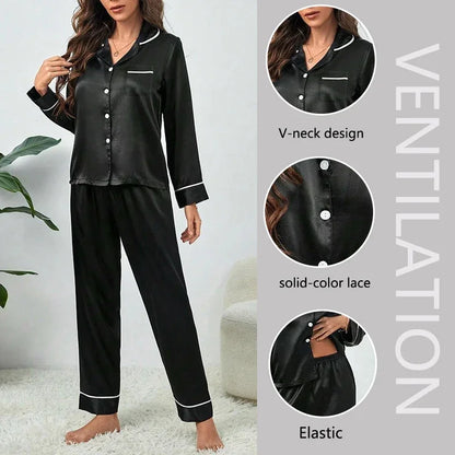 Women Silk Pajamas Tops and Pants