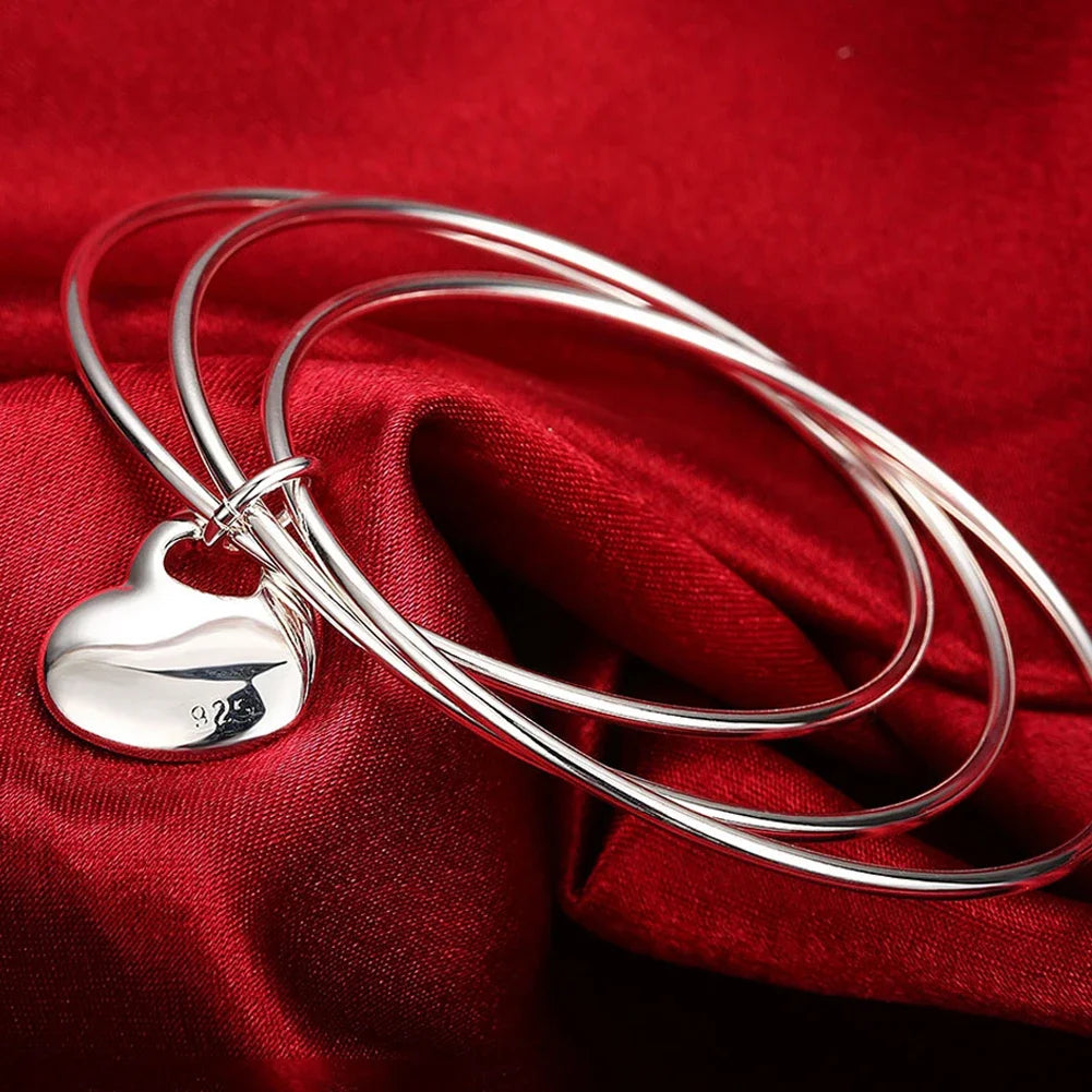 Trendy 925 Sterling Silver Bangles Bracelet Charms