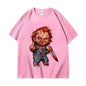 Horror Chuck Pattern T-shirt Women's Gothic Fashion Short sleeved T-shirt Summer High Quality T-shirt Street Clothing