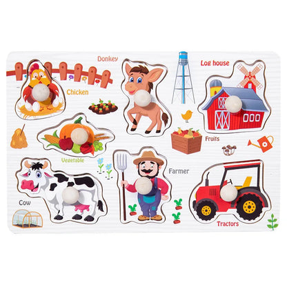 Baby Wooden Puzzles Montessori Toys 1 2 Years Toddler Toys Hand Grab Board Alphabet Number Cognition Learning Educational Toys
