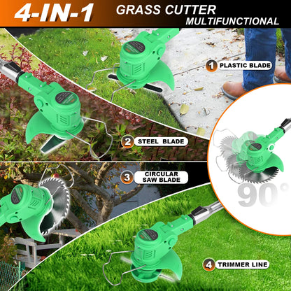 Tegatok Weed Wacker 20V battery powered, 4-in-1 household cordless electric weed killer, 2 2.0AH lithium-ion batteries.