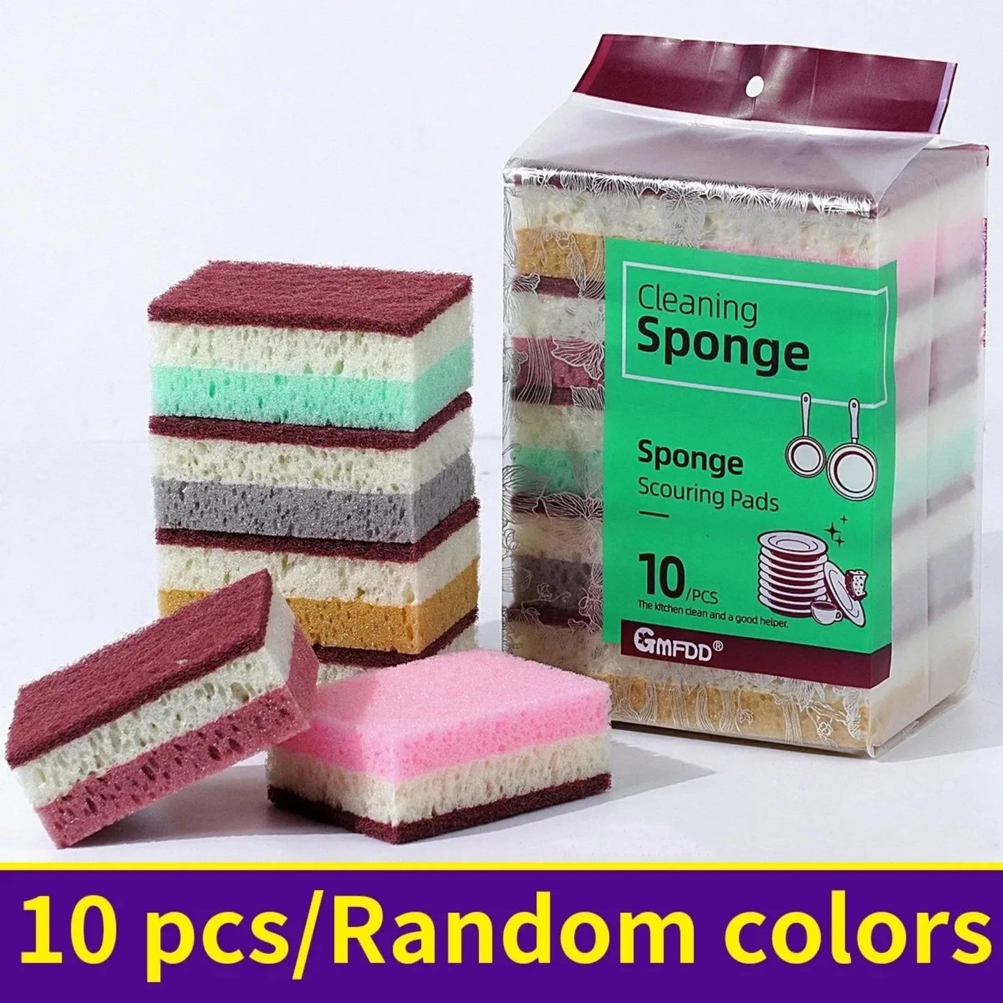 5PCS/10PCS - Kitchen cleaning sponge, dishwashing towel, scrubbing pad, tableware scratch resistant scrubbing sponge