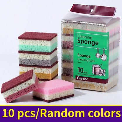 5PCS/10PCS - Kitchen cleaning sponge, dishwashing towel, scrubbing pad, tableware scratch resistant scrubbing sponge