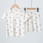 2 Pcs Children's Fun Printing Multicolor  Short Sleeve Shirt & Shorts Set