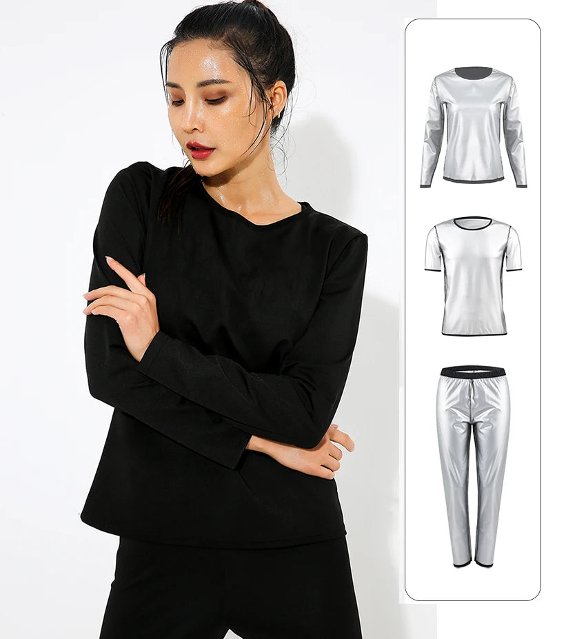 Neoprene Black Sweat Sauna Shapewear T-Shirt for Women