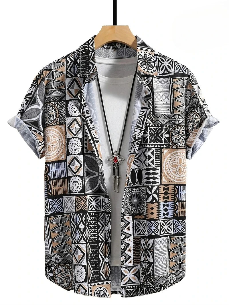Men’s 3D Paisley Hawaii Shirt – Oversized Boho Summer Top