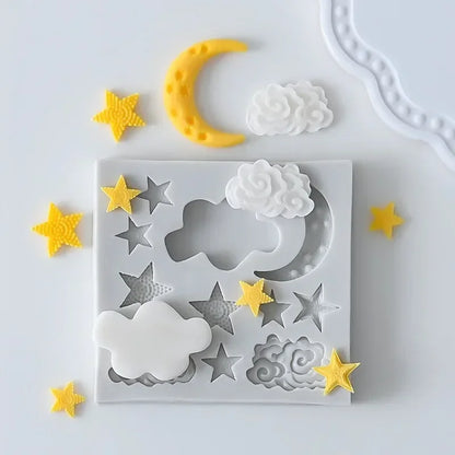 1PC Moon Stars Clouds Cake Decoration Mould DIY Chocolate Silicone Mould Candy Pastry Icing Utensils Kitchen Baking Molds