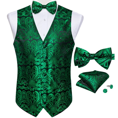 Suit Vest With Bow Tie Pocket Square Cufflinks Tuxedo Waistcoat for Men