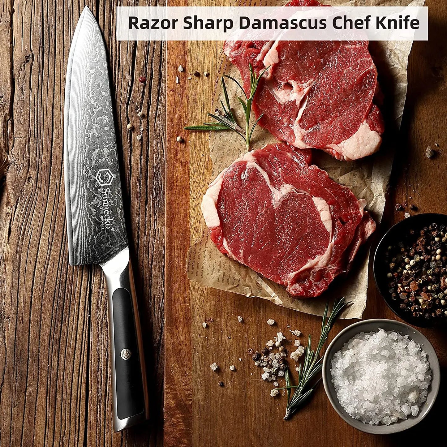 Sunnecko Damascus Chef Knife Set – 1–7 PCS High Carbon VG10 Steel Ultra‑Sharp Kitchen Knives