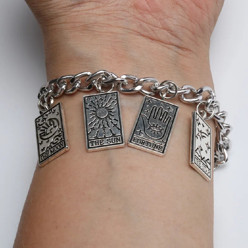 Retro Magic Witch DivinationTarot Star Moon Sun World Charm Bracelet DIY Jewelry Crafts Friendship Gift For Woman and Man P738