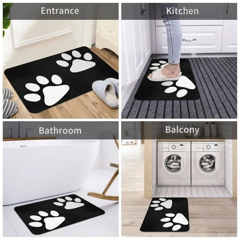Personalized Paw Prints Dog Doormat Mat Anti-Slip Animal Kitchen Bath Balcony Rug Carpet 40*60cm
