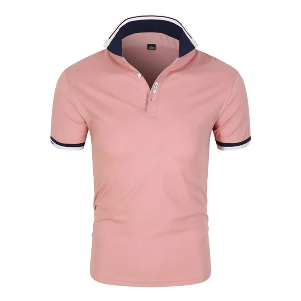 Men’s Summer Polo Shirt – Short Sleeve Contrast‑Color Casual Streetwear Collar Top