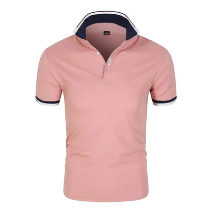 Men’s Summer Polo Shirt – Short Sleeve Contrast‑Color Casual Streetwear Collar Top