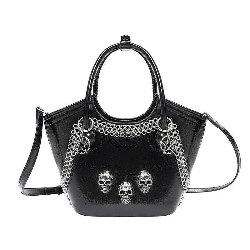 Devil Fashion Gothic Bucket Bag – Portable Punk Crossbody Handbag for Women