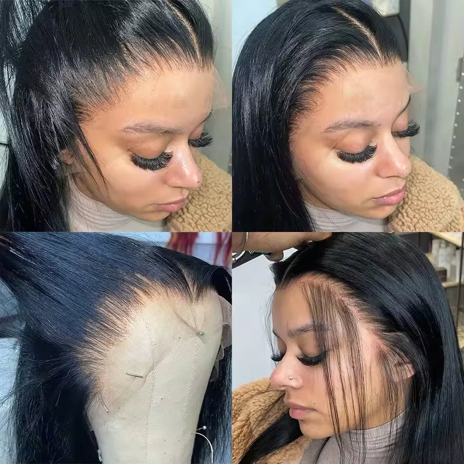 42 inches 13X4 HD Transparent Lace Straight Human Hair Wigs 13x6 Transparent Lace Frontal Wigs Pre Plucked Glueless Easy-Go Wigs