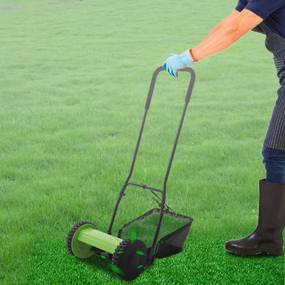 12” Manual Push Reel Lawn Mower Push Lawn Sweeper with 23L Collection Bag, 5 Blades