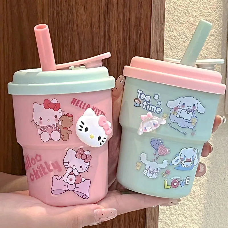 Cute Three-dimensional Sticker Sanrio Kitty Portable Water Cup