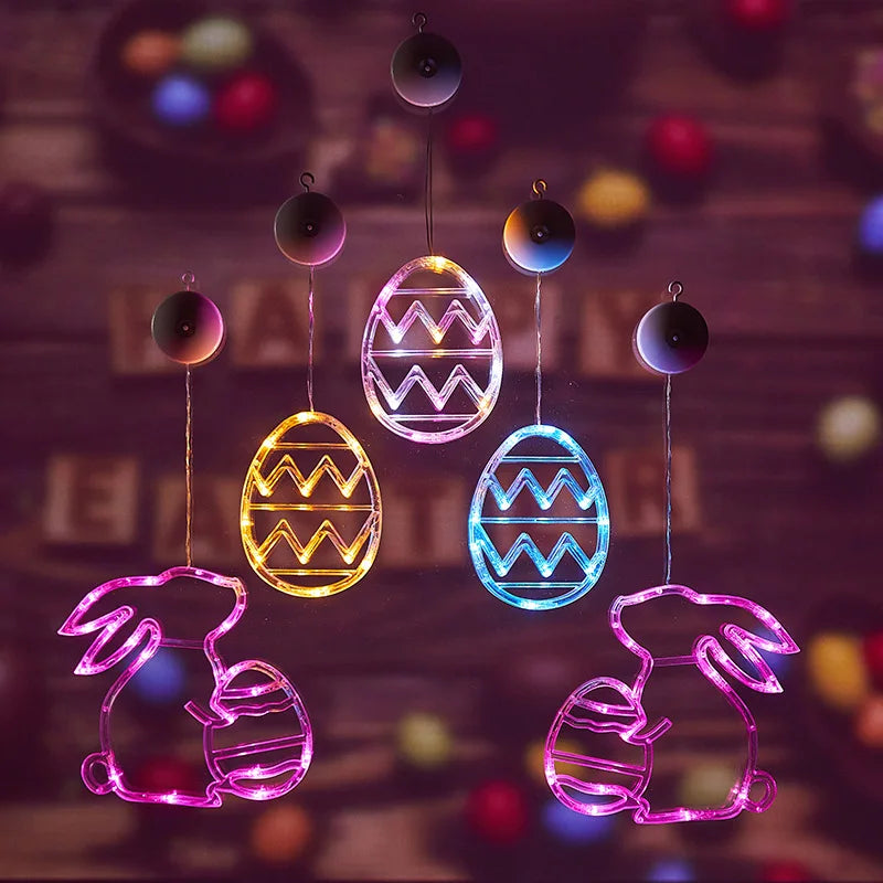 Easter Window Lights Hanging Ornaments 2024 Easter Eggs with Suction Cup for Indoor Home Window Door Farmhouse Decoration