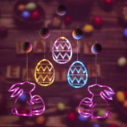 Easter Window Lights Hanging Ornaments 2024 Easter Eggs with Suction Cup for Indoor Home Window Door Farmhouse Decoration