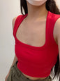Deep Square Collar Crop Top