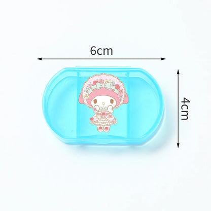 Cartoon Hello Kitty My Melody Plastic Pill Box Mini Tablet Case Anime Kawaii Portable Travel Medicines Storage Case Container