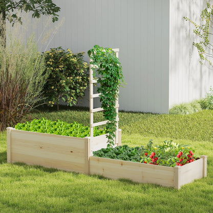 87" Raised Garden Bed w/ Trellis 2 Planter Boxes Open-ended Base for Patio
