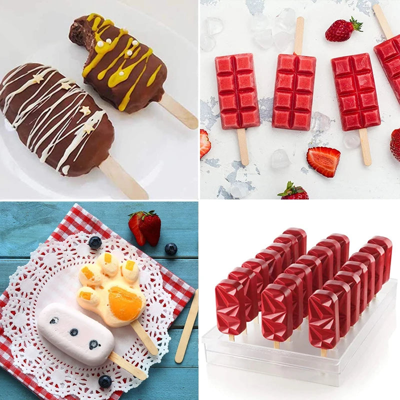 3/4 Cell DIY Silicone Ice Cream Mold Homemade Popsicle Maker Reusable Ice Cube Tray Mousse Dessert Ice Cream Mould Baking Tools
