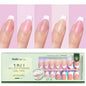 150PCS Short Coffin Press on Nails 3 in 1 Coat Soft Gel Nail Tips French Tip 15 Sizes