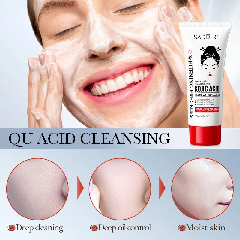 Kojic Acid Facial Wash: Mild Oil Control, Deep Cleaning, Moisturizing, Non-Irritating Face Cleanser