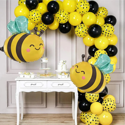 Large Bee & White Daisy Foil Balloon for Kids’ Party Décor