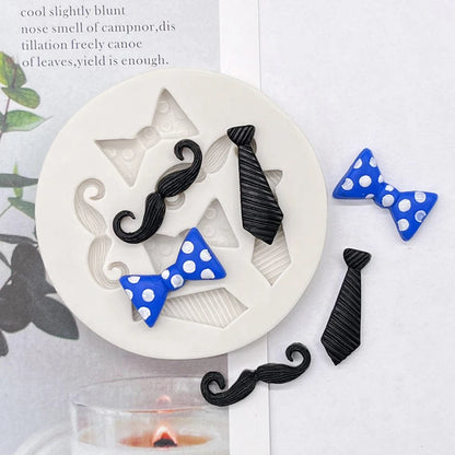 Moustache Bows Necktie Father's Day Silicone Sugarcraft Mold Chocolate Cupcake Baking Mold Fondant Cake Decorating Tools