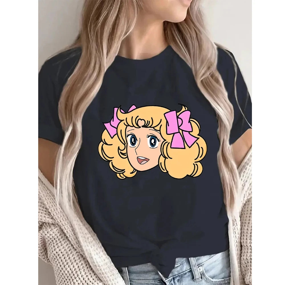 Candy Cartoon Print Streetwear T-shirt Harajuku Clothes Fashion Girls T Shirt Short Sleeve Summer Tee Casual Female O-Neck Top