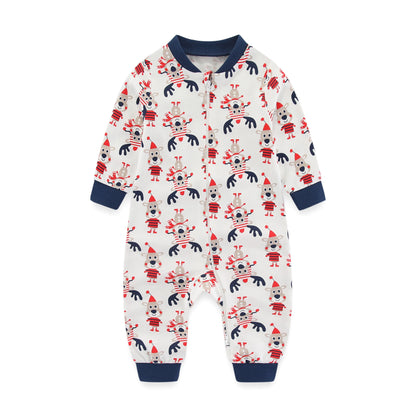 Newborn Baby 2-way Zipper Romper Cotton One-piece Jumsuit 0-24 Months Long Sleeve Newborn Baby Pajamas Comfortable Breathable