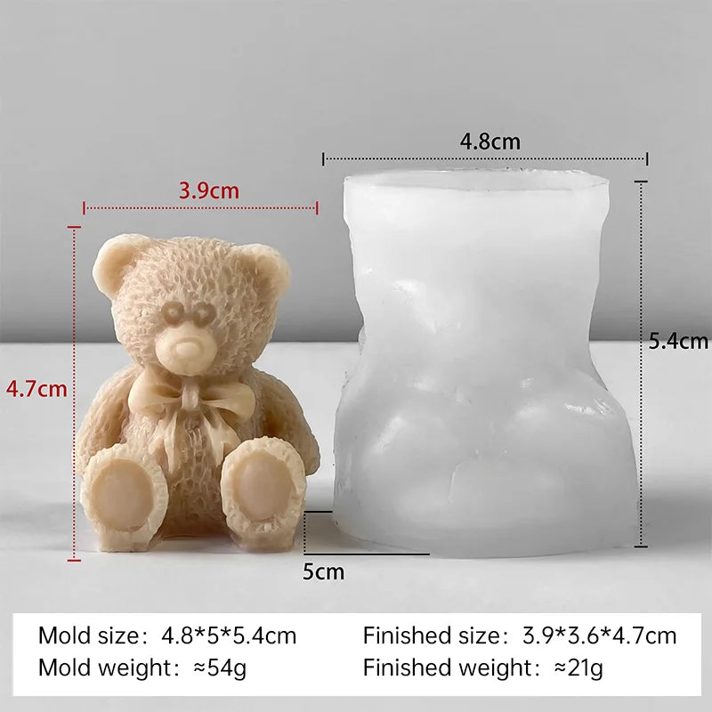 Cute Bear Kitten Rabbit Silicone Candle Mold DIY Cartoon Animal Aroma Plaster Ornament Mould Soap Candle Making Supplies