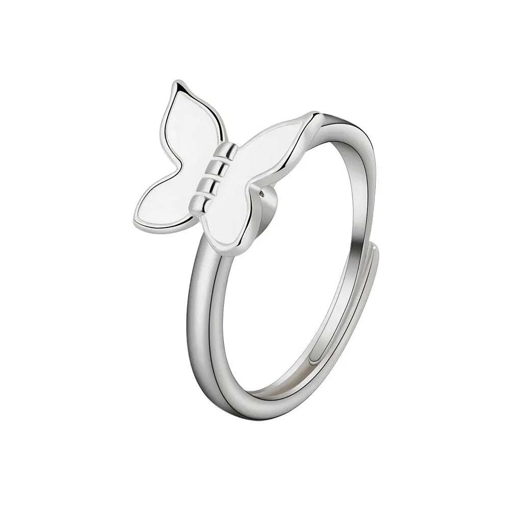 Fidget Spinner Ring Anxiety for Women Multiple Crystal Flower Eye Butterfly Animal Ring Rotate Anti Stress Wedding Jewerly