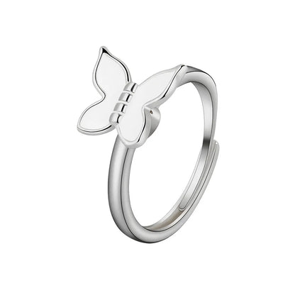 Fidget Spinner Ring Anxiety for Women Multiple Crystal Flower Eye Butterfly Animal Ring Rotate Anti Stress Wedding Jewerly