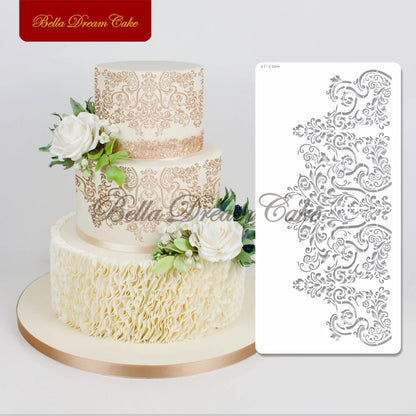 Various Flower Leaf Design Fondant Cake Stencil DIY Royal Cream Border Mold PET Drawing Template Cake Decorating Tools Bakeware