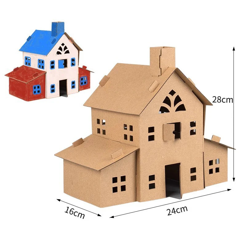 Christmas Paper House DIY Painting Corrugated Board Villa Manor Castle Set Xmas Party Birthday Decoration Kids Gift Home Supply