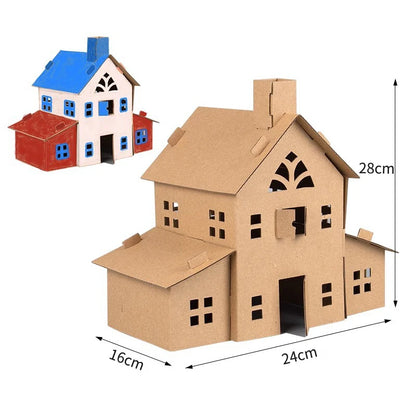 Christmas Paper House DIY Painting Corrugated Board Villa Manor Castle Set Xmas Party Birthday Decoration Kids Gift Home Supply