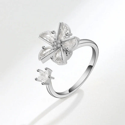 Fidget Spinner Ring Anxiety for Women Multiple Crystal Flower Eye Butterfly Animal Ring Rotate Anti Stress Wedding Jewerly