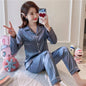 Women Silk Pajamas Tops and Pants