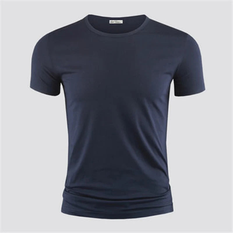 Men's Pure Color V Collar Short Sleeved T-Shirt