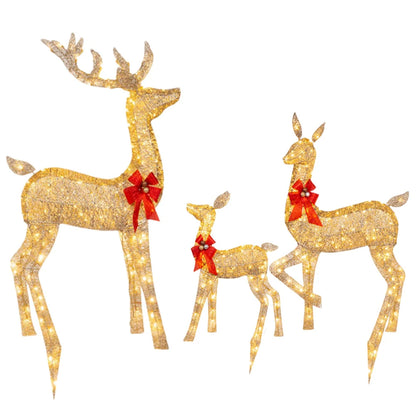 3 Pcs Christmas Deer Family Decor with Light Lighted Reindeer Xmas Decoration  Cute Xmas Deer Decoration for Holiday